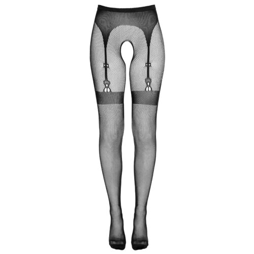 Crotchless Fishnet Tights with Garter Look